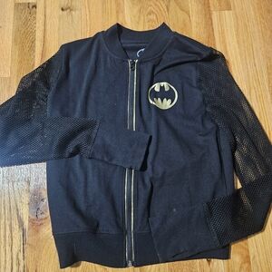 Batman Her Universe "I am the knight" zip up mesh sleeve workout jacket